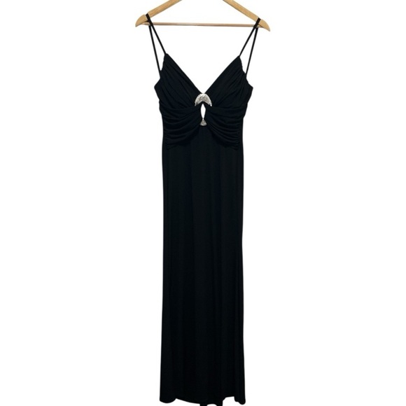 VINTAGE 90s Bari Jay Stretch Lux Evening Gown Size 5/6 Made in USA - Picture 2 of 12